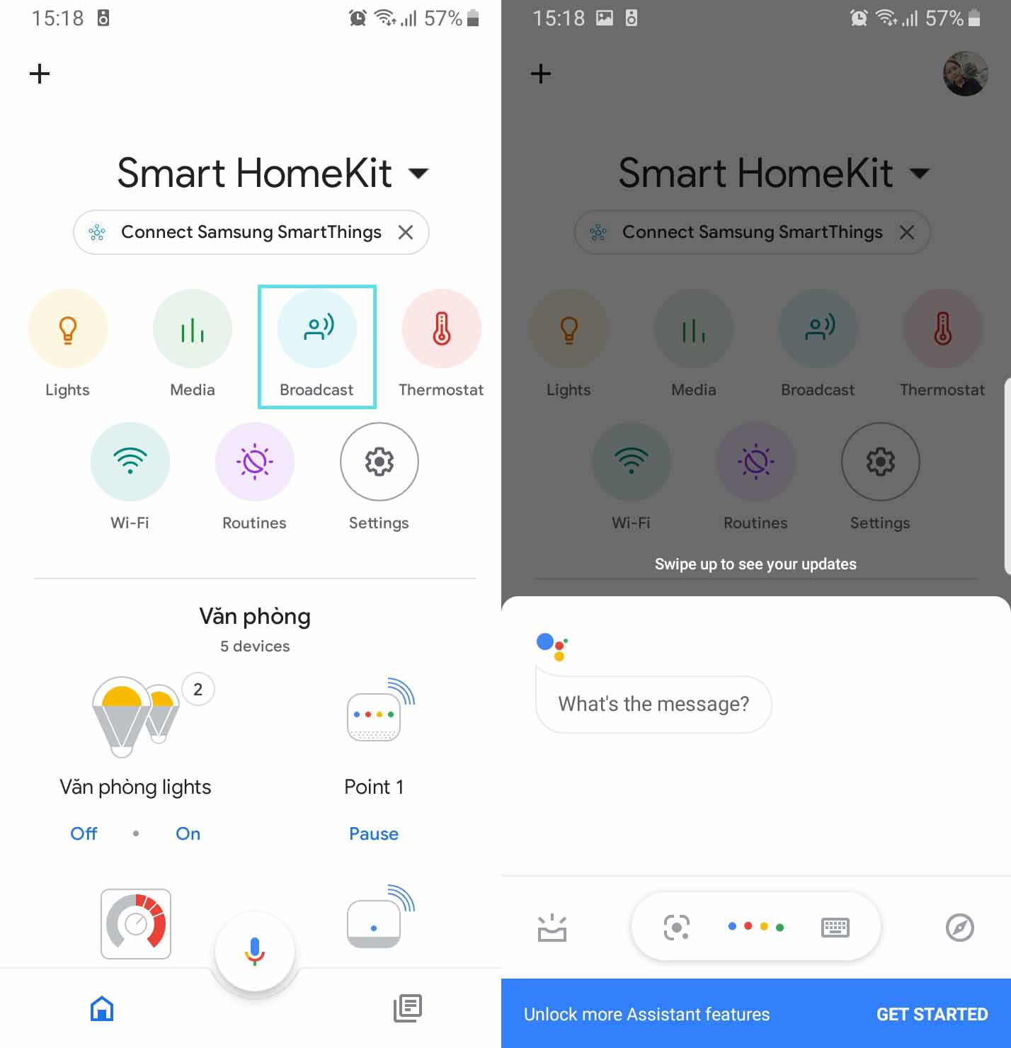 Smartthings google home store broadcast