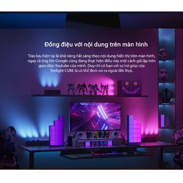 Đèn trang trí đa năng thông minh Yeelight Cube Smart Lamp 13 dong dieu voi noi dung man hinh
