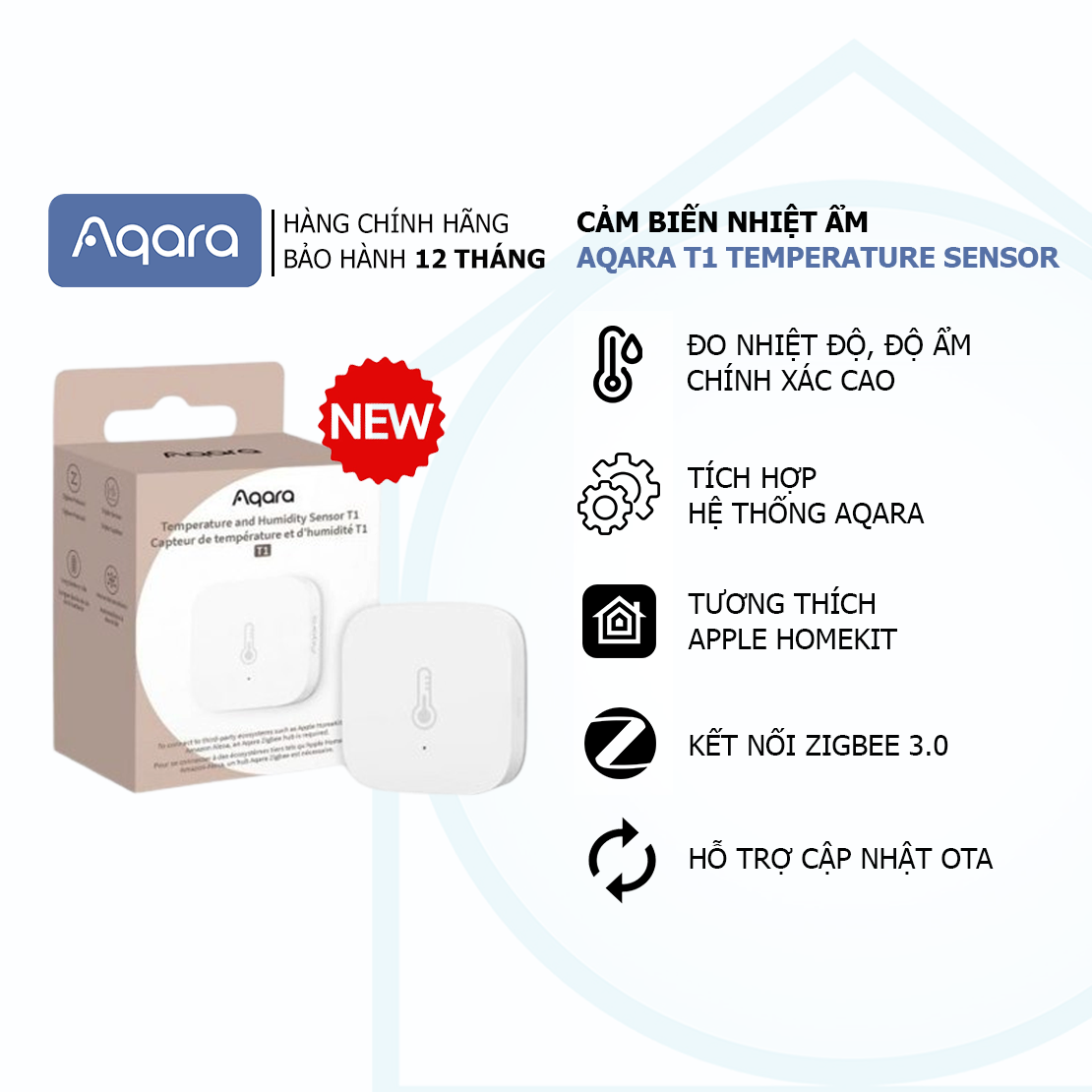 Cảm Biến Nhiệt Độ Và Độ Ẩm Aqara T1 Temperature and Humidity Sensor - Smart  HomeKit