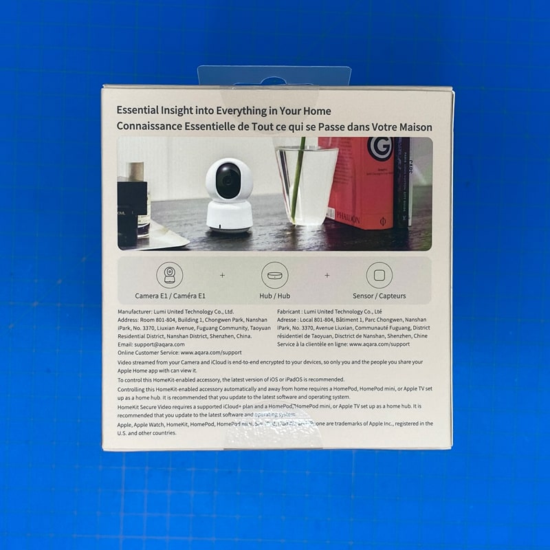 Review Camera Aqara E1 6E tương thích Homekit 3 Camera E1 box back