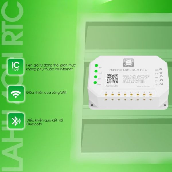 Công Tắc Thông Minh Lahu 04 RTC Tích Hợp IC Thời Gian Thực 6 hunonic LAHU RTC 4 kenh 1