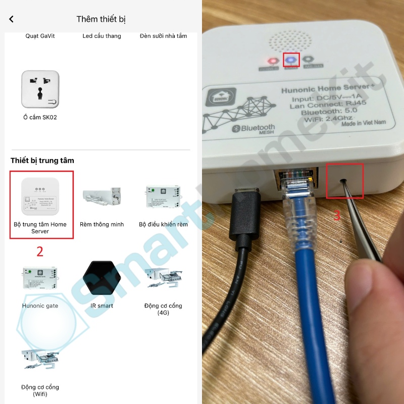 Hướng dẫn kết nối Hunonic Home Sever và công tắc Hunonic Smech 3 2 1