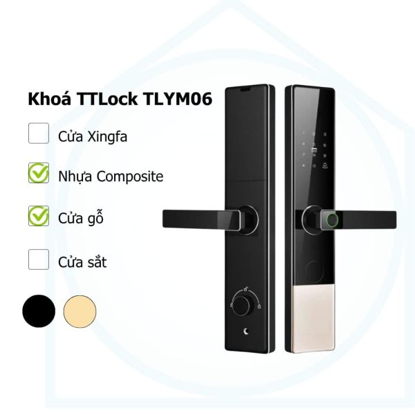 Khoá vân tay TTLock TLYM06 cho cửa gỗ, mặt kính cường lực