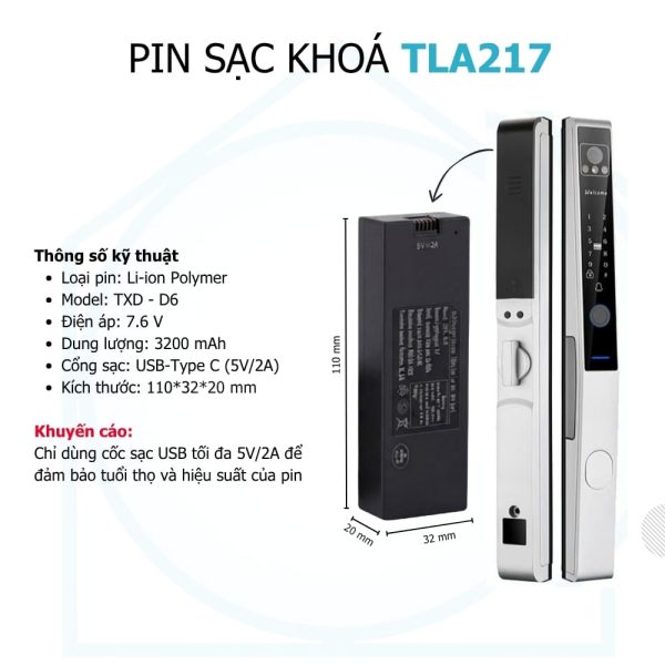 Pin sac cua khoa TLA217